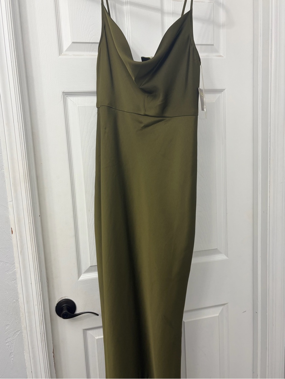 Olive Green Cowl Neck Slip Dress - Women
